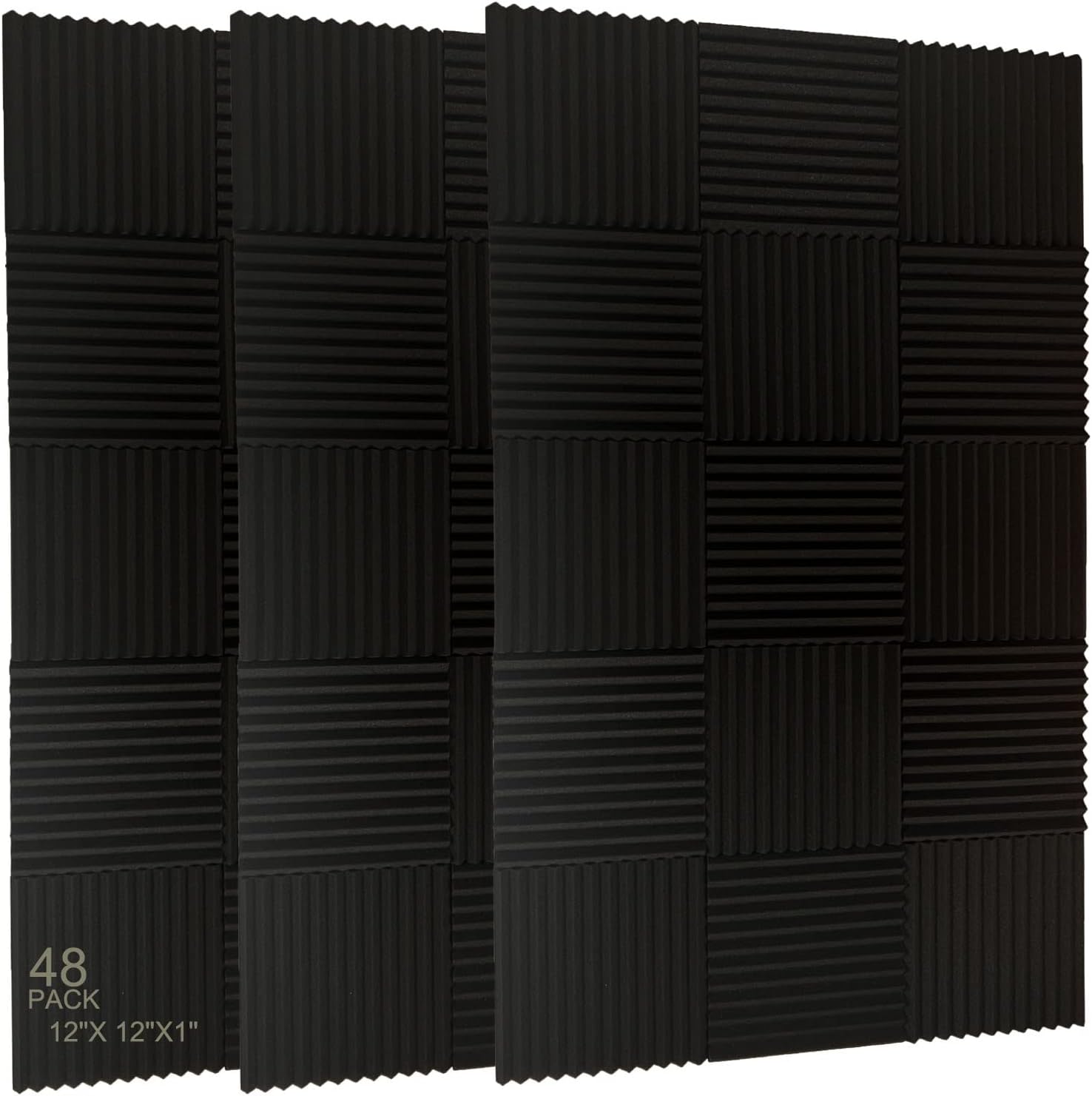 48 Pack Acoustic Foam Panel Wedge Studio Soundproofing Wall Tiles 12 X 12 X 1