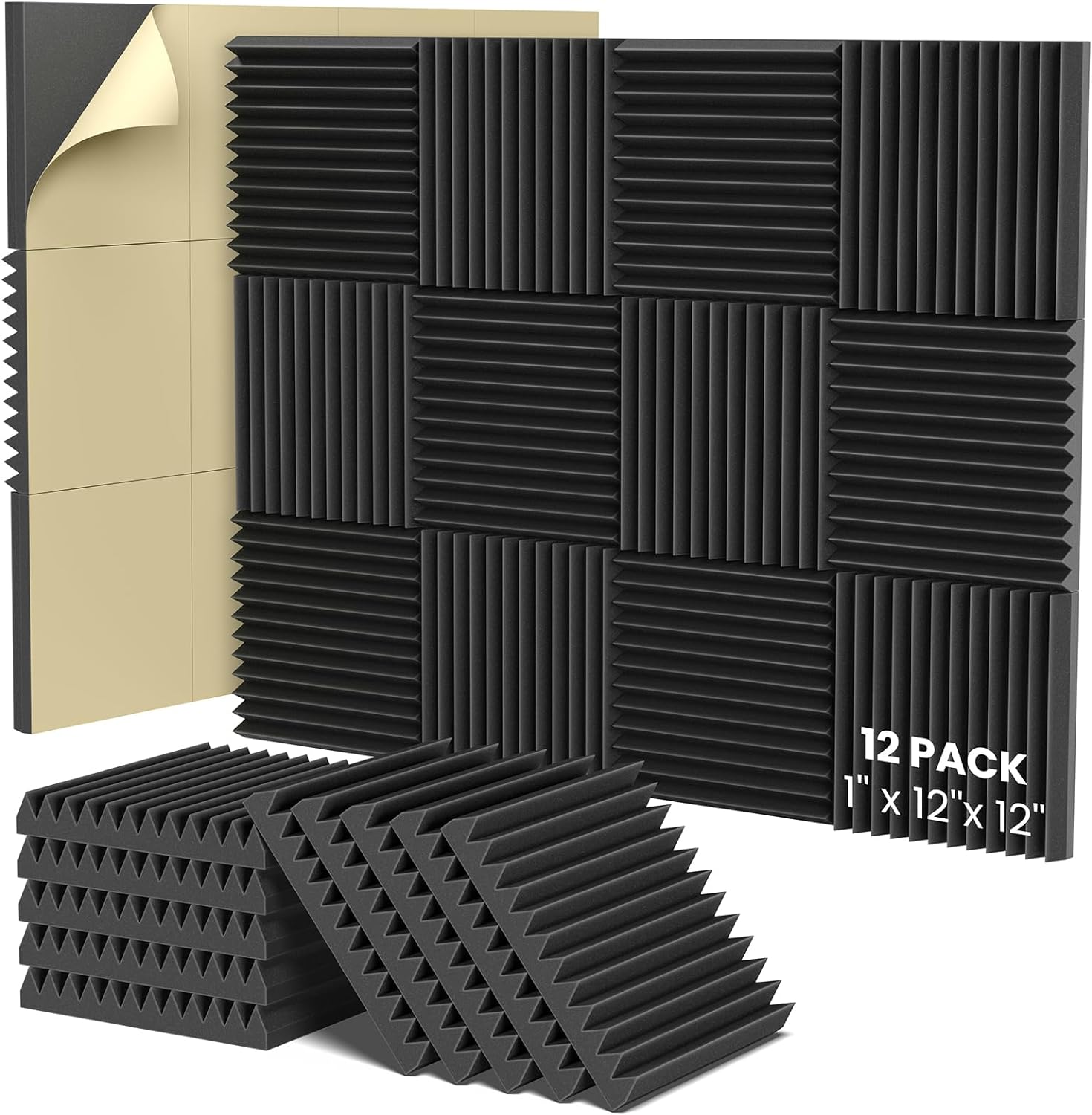 hemrly acoustic foam panels1 x 12 x 12 self adhesive sound proof foam panelsacoustic panels absorb noise quicklyhigh den 5