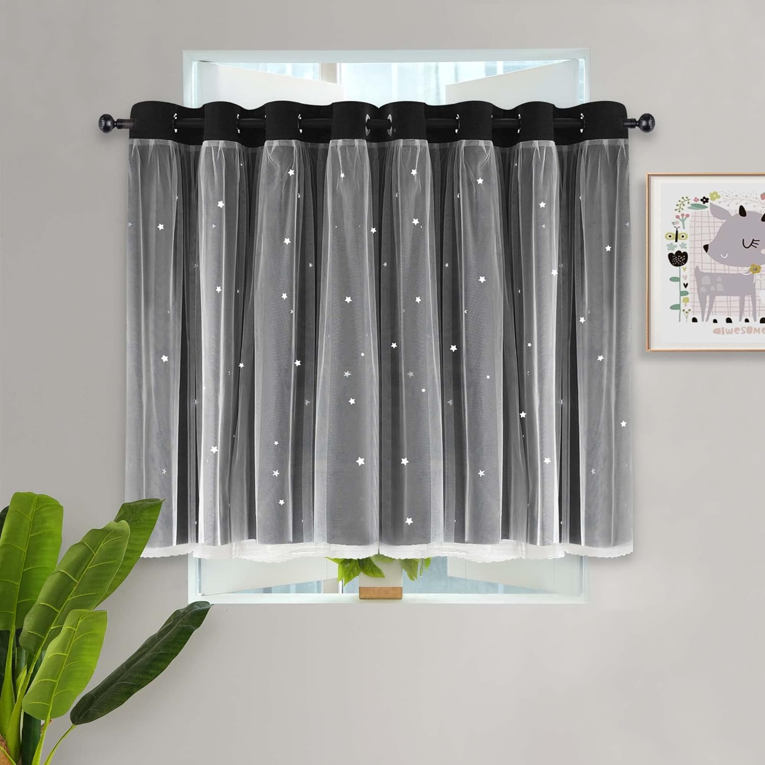 Kinryb Black Star Cut-Out Blackout Curtains Review